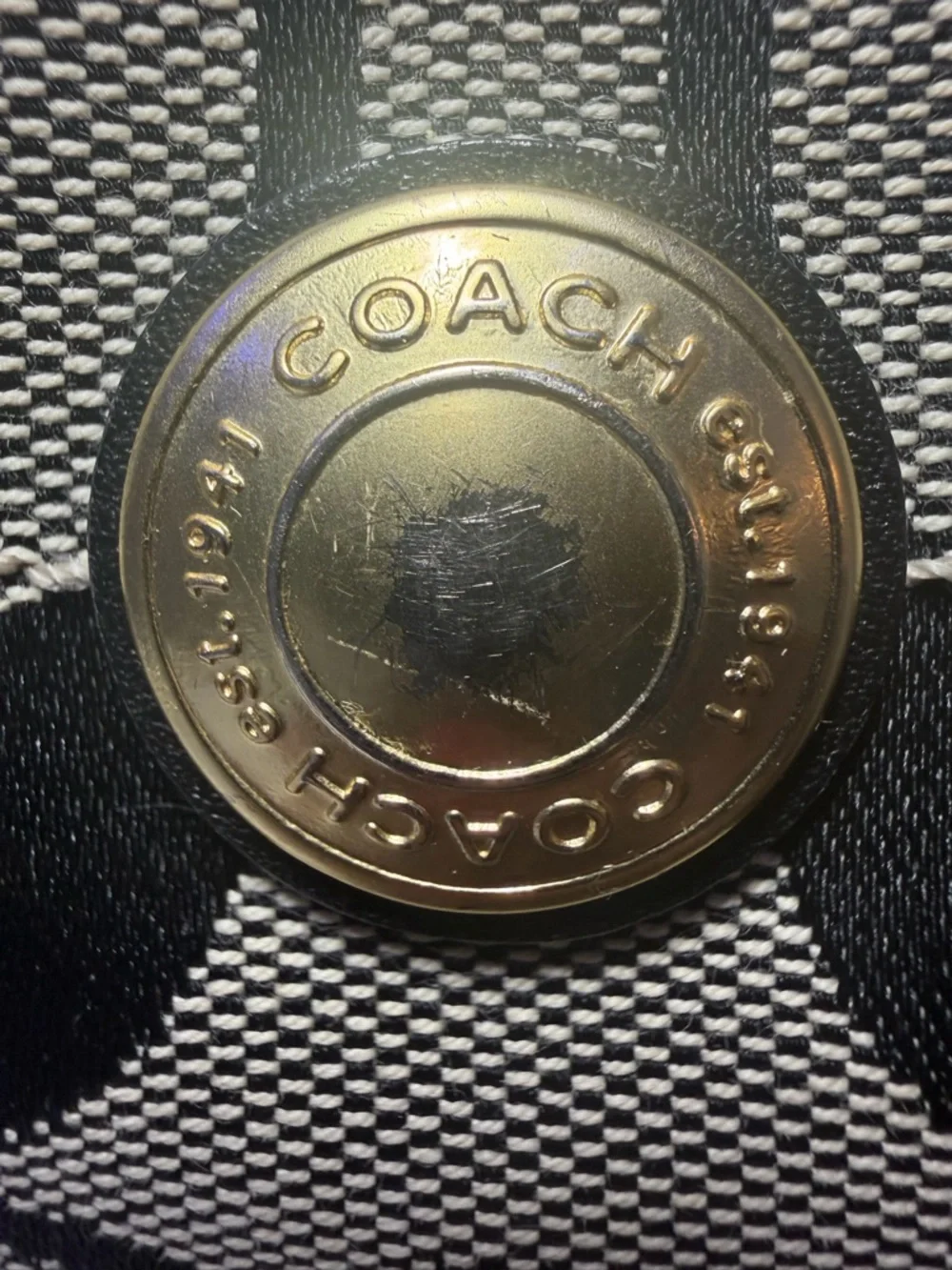 Coach Black and Gray Signature Canvas Shoulder Bag - Picture 8 of 14